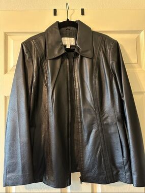 Worthington Black Leather Zip Jacket
